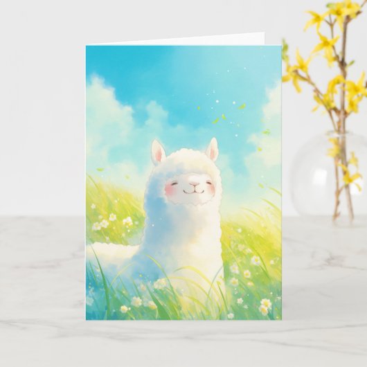 Whispers of Spring met een Alpaca Kaart (Gele Bloem)