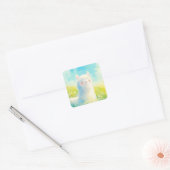 Whispers of Spring met een Alpaca Vierkante Sticker (Envelop)