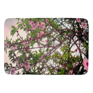 Whispers of Spring: Waterverf Roze Bloesemboom Badmat