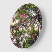 Whispers of Spring: Waterverf Roze Bloesemboom Grote Klok (Hoek)