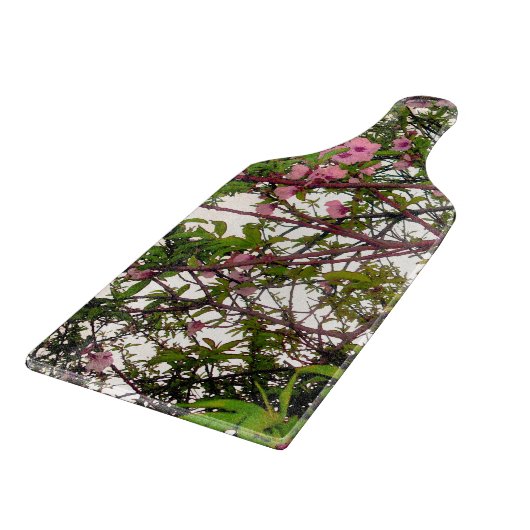 Whispers of Spring: Waterverf Roze Bloesemboom Snijplank (Hoek)