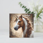 Whispers of the Brown and White Fantasy Unicorn, Bedankkaart (Staand voorkant)