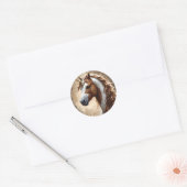 Whispers of the Brown and White Fantasy Unicorn, Ronde Sticker (Envelop)