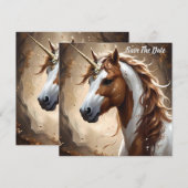Whispers of the Brown and White Fantasy Unicorn, Save The Date (Voorkant / Achterkant)