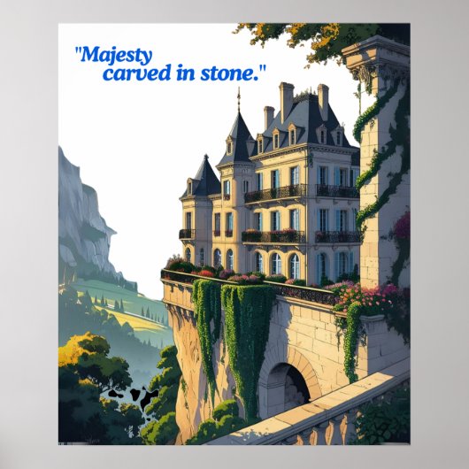 "Whispers of the Château – Elegant Palace Line Art Poster (Voorkant)