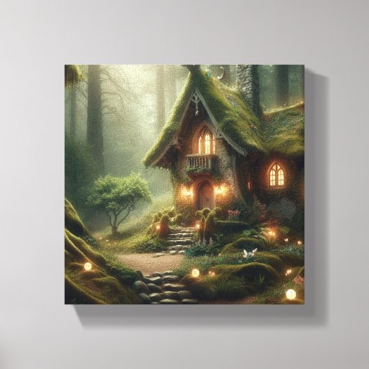 Whispers of the Enchanted Glen: Het huisje van de  Canvas Afdruk (Voorkant)