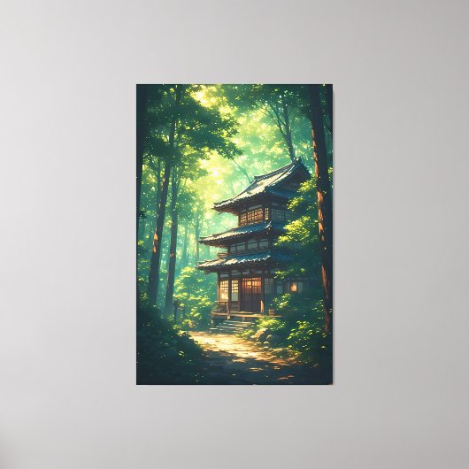 Whispers of the Forest: A Hidden Japanese Retreat Canvas Afdruk (Voorkant)