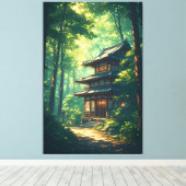 Whispers of the Forest: A Hidden Japanese Retreat Canvas Afdruk (Insitu (Houten vloer))