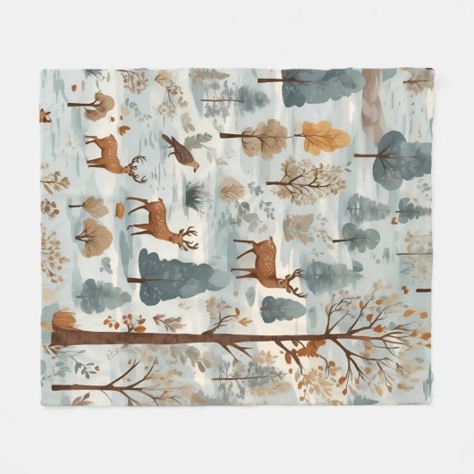 Whispers of the Forest: Een schets van het bos Fleece Deken (Voorkant (Horizontaal))
