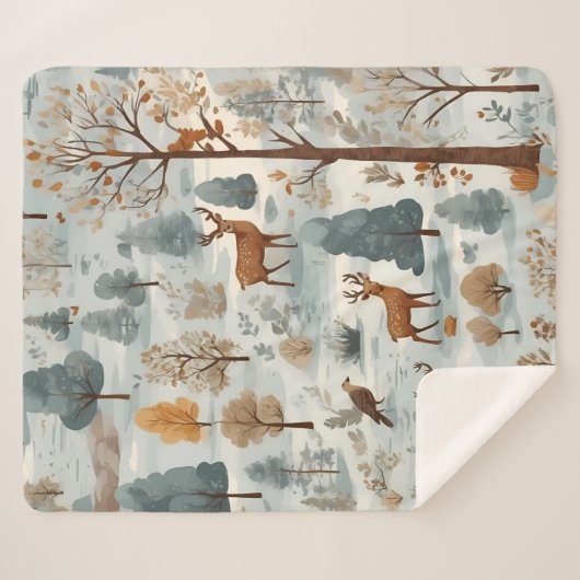 Whispers of the Forest: Een schets van het bos Sherpa Deken (Voorkant (horizontaal))