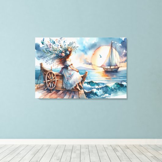 Whispers of the Sea at Sunset Canvas Afdruk (Insitu (Houten vloer))