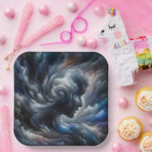 Whispers of the Storm Abstract Face in the Cloud Papieren Bordje (Feest)