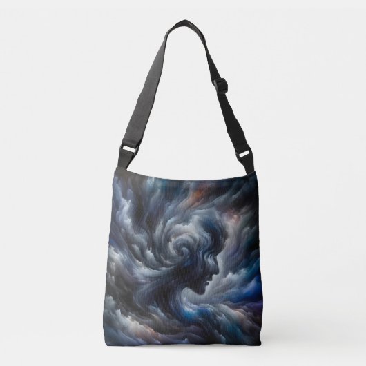 Whispers of the Storm Abstract Face in the Clouds Crossbody Tas (Voorkant)