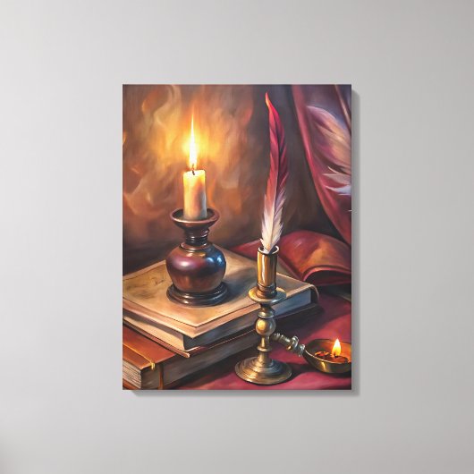 Whispers of the Study: Dark Academia Reverie Canvas Afdruk (Voorkant)