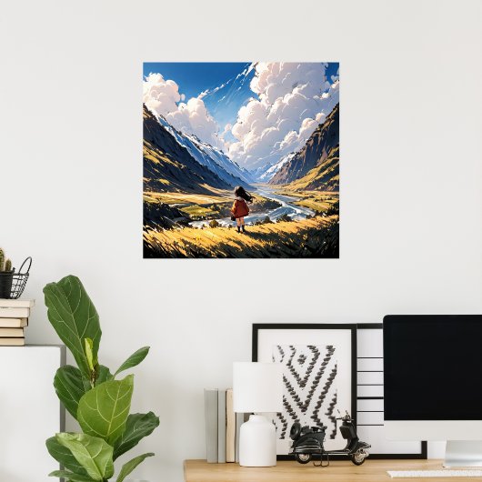 Whispers of the Valley: Een reis met anime Poster (Thuiskantoor)