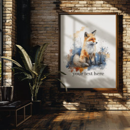 Whispers of the Wild Fox in Waterverf, op maat Canvas Afdruk