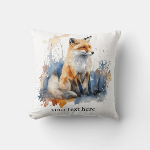 Whispers of the Wild Fox in Waterverf, op maat Kussen