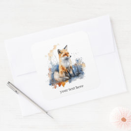 Whispers of the Wild Fox in Waterverf, op maat Vierkante Sticker