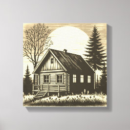 Whispers of the Wild: Rustieke Cabine Canvas Print