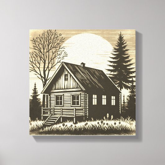 Whispers of the Wild: Rustieke Cabine Canvas Print (Voorkant)