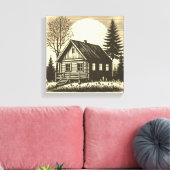 Whispers of the Wild: Rustieke Cabine Canvas Print (Insitu (Woonkamer))