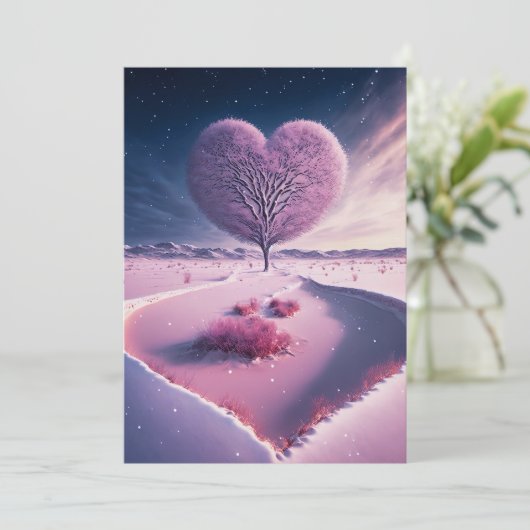 Whispers of the Wintry Night: Dromerig winterhart Kaart (Staand voorkant)