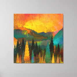 Whispers of Twilight: Silhouet in het bos Canvas Afdruk