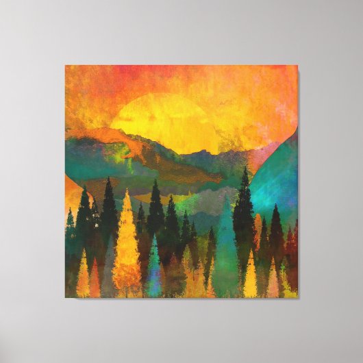 Whispers of Twilight: Silhouet in het bos Canvas Afdruk (Voorkant)