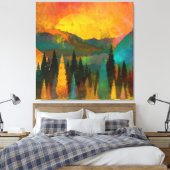 Whispers of Twilight: Silhouet in het bos Canvas Afdruk (Insitu (Slaapkamer))