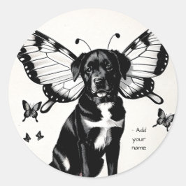 Whispers of Wings | Custom dog art Ronde Sticker