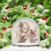 Whispers of Winter – Fairy Child with Cardinal  Sneeuwbol (Kerstmis)