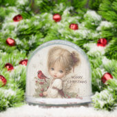 Whispers of Winter – Fairy Child with Cardinal  Sneeuwbol (Kerstmis)