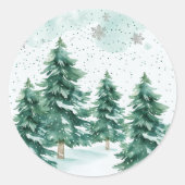 Whispers of Winter – Snowy Tree Circle Art Ronde Sticker (Voorkant)