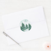 Whispers of Winter – Snowy Tree Circle Art Ronde Sticker (Envelop)