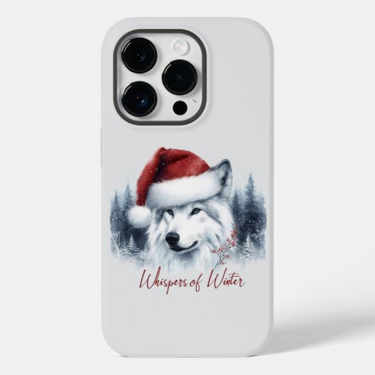 Whispers of Winter - Waterverf Wolf in Santa Hat Case-Mate iPhone Case (Achterkant)