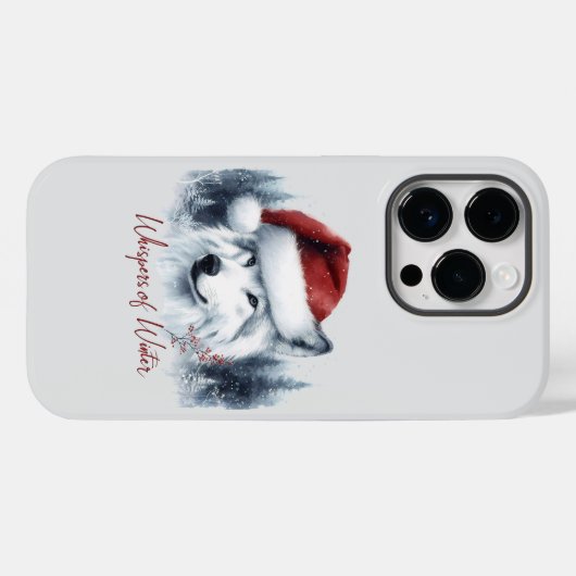 Whispers of Winter - Waterverf Wolf in Santa Hat Case-Mate iPhone Case (Achterkant (horizontaal))