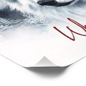 Whispers of Winter - Waterverf Wolf in Santa Hat Foto Afdruk (Hoek)