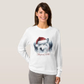 Whispers of Winter - Waterverf Wolf in Santa Hat T-shirt (Voorkant volledig)