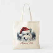 Whispers of Winter - Waterverf Wolf in Santa Hat Tote Bag (Voorkant)