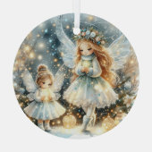 Whispers of Winterlight: Enchanted Snow Fairies Glas Ornament (Achterkant)