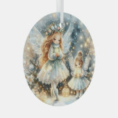 Whispers of Winterlight: Enchanted Snow Fairies Glas Ornament (Voorkant Rechts)