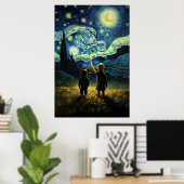 Whispers of Wonder: Kinderen onder de Sterrennacht Poster (Thuiskantoor)