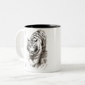 Whispers van de Wilde: White Tiger Collectie - Tweekleurige Koffiemok (Voorkant links)