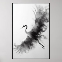 Whispers van een Smoky Crane Abstract Poster