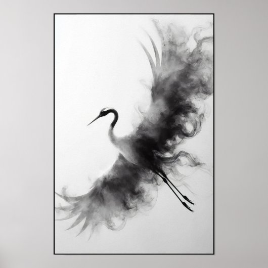 Whispers van een Smoky Crane Abstract Poster (Voorkant)