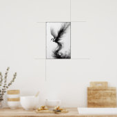 Whispers van een Smoky Crane Abstract Poster (Keuken)