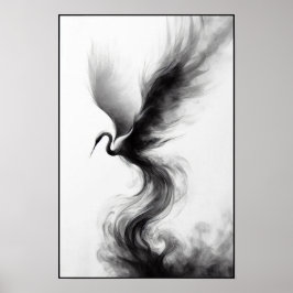 Whispers van een Smoky Crane Abstract Poster