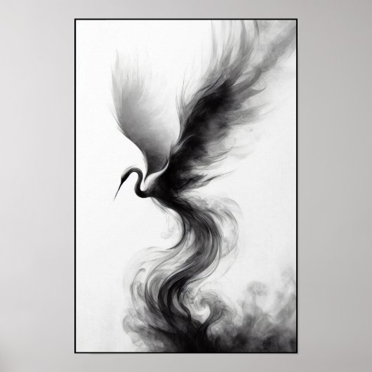 Whispers van een Smoky Crane Abstract Poster (Voorkant)