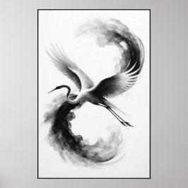 Whispers van een Smoky Crane Abstract Poster