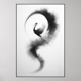 Whispers van een Smoky Crane Abstract Poster